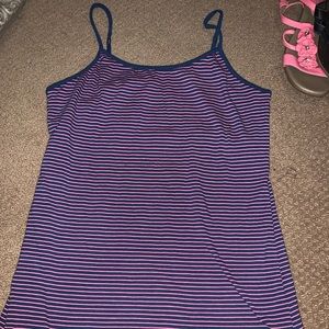 Navy and Pink Striped Tank Top From GAP